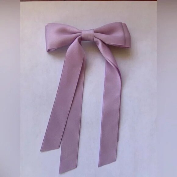 (4) Bow French Barrette Hair Clip Silky Satin Clip long tail double coquette Set - Picture 8 of 10